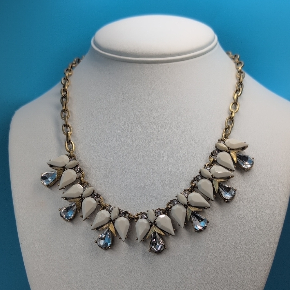 J. Crew Gold and White Teardrop Necklace